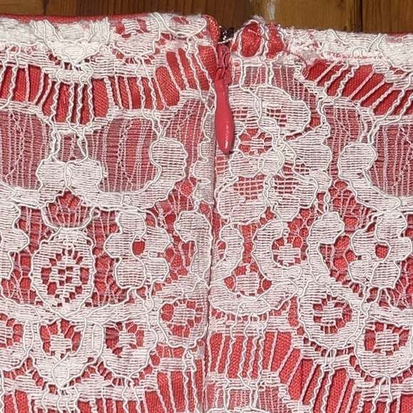 ELLE Coral & White lace sleeveless mini dress Sz. 4 - Picture 4 of 11